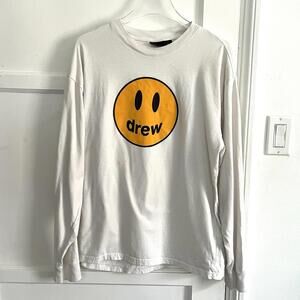 Drew House Mascot Smiley Face Long Sleeve T-Shirt White Medium Justin Beiber